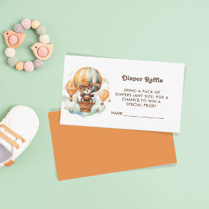 Tarjeta De Recepción Balón Woodland Cute Bear Diaper Raffle Ticket