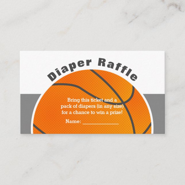 Tarjeta De Recepción Baloncesto Baby Shower Diaper Raffle Ticket (Anverso)