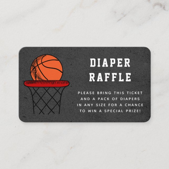 Tarjeta De Recepción Baloncesto Ball Sport Diaper Raffle Baby Shower (Anverso)