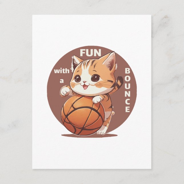 Tarjeta De Recepción baloncesto gatito (Anverso)
