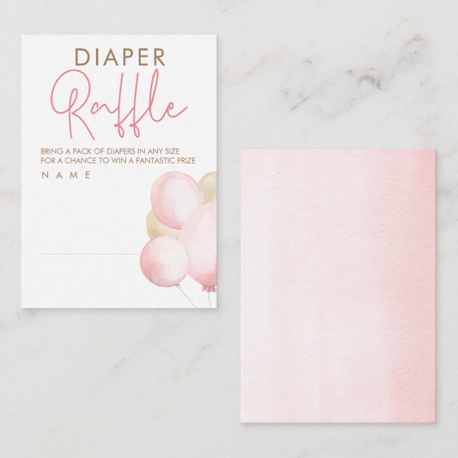 Tarjeta De Recepción Balones Baby Shower Diaper Raffle Ticket (Anverso / Reverso)