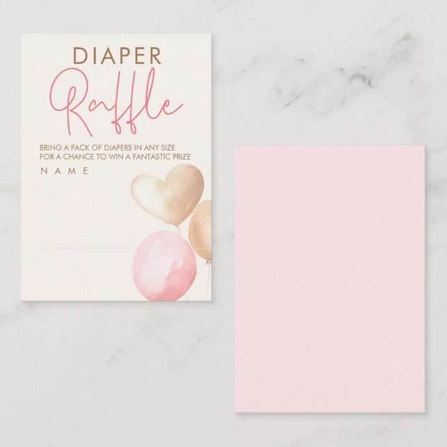Tarjeta De Recepción Balones Baby Shower Diaper Raffle Ticket (Anverso / Reverso)
