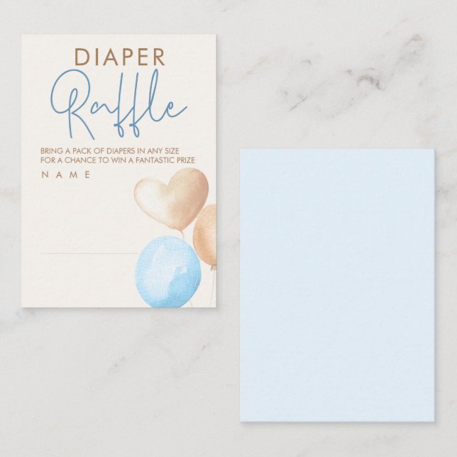 Tarjeta De Recepción Balones Baby Shower Diaper Raffle Ticket (Anverso / Reverso)