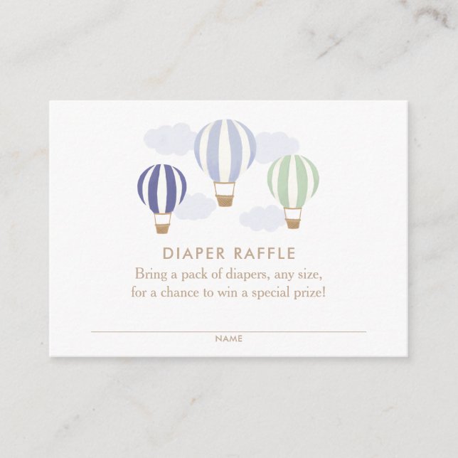Tarjeta De Recepción Balones Blue Hot Air Balloons Diaper Raffle Ticket (Anverso)