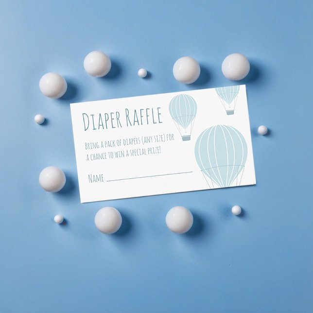 Tarjeta De Recepción Balones de aire caliente de Diaper Raffle Ticket B (People love fun games and you need diapers. Add this diaper raffle card to your baby shower.)