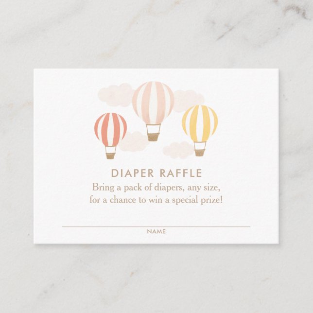 Tarjeta De Recepción Balones de aire caliente rosado Diaper Raffle Tick (Anverso)