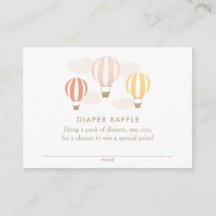 Tarjeta De Recepción Balones de aire caliente rosado Diaper Raffle Tick