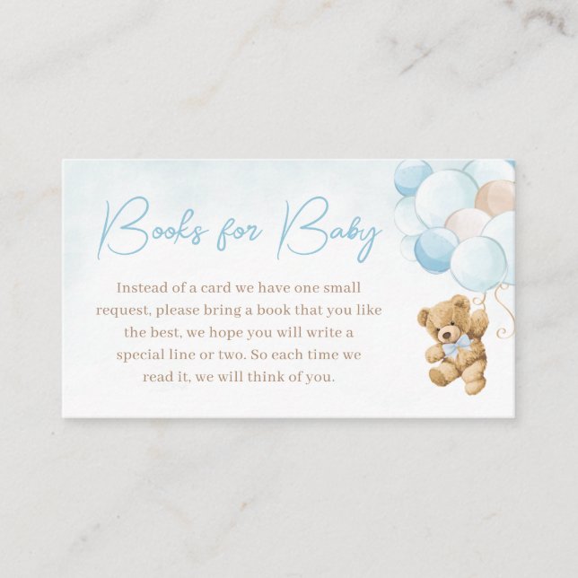 Tarjeta De Recepción Balones de oso azul para bebé (Anverso)