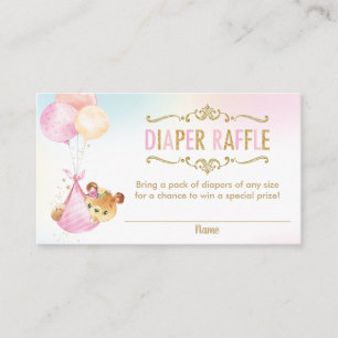 Tarjeta De Recepción Balones de oso Baby Shower Diaper Raffle Ticket