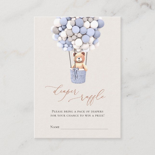 Tarjeta De Recepción Balones de oso marrón Diaper Raffle Tickets Enclos (Anverso)