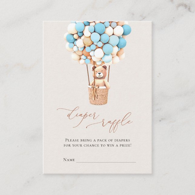 Tarjeta De Recepción Balones de oso marrón Diaper Raffle Tickets Enclos (Anverso)
