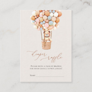 Tarjeta De Recepción Balones de oso rosa y azul Diaper Raffle Entradas