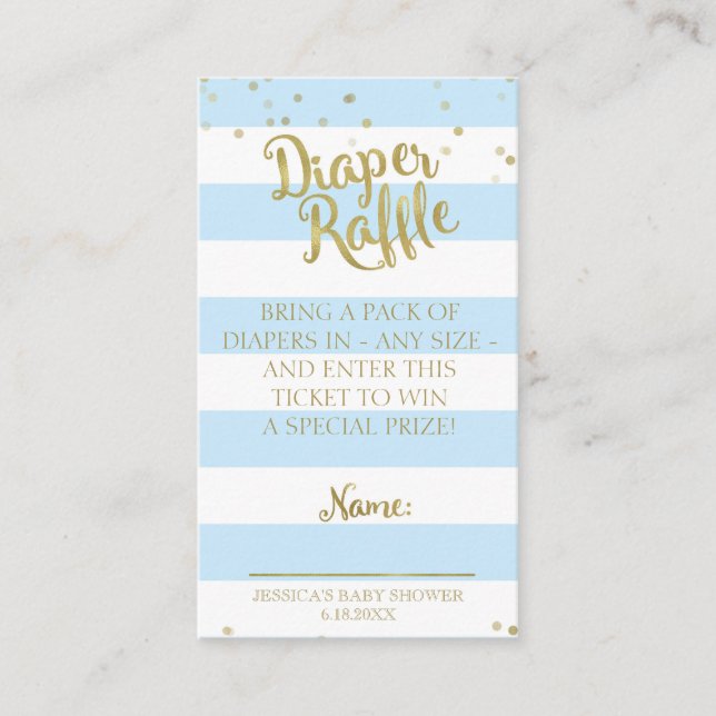 Tarjeta De Recepción Bandas azules Baby Shower Diaper Raffle Insert (Anverso)