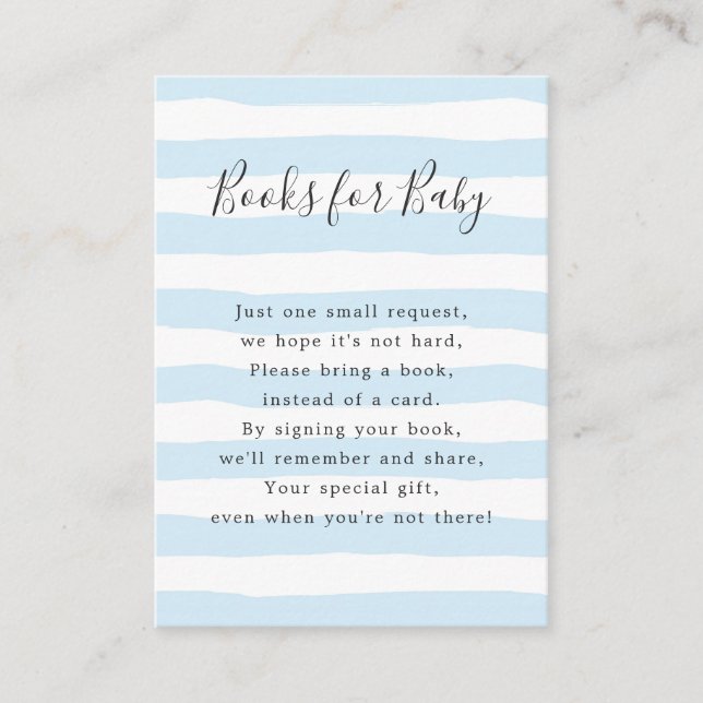 Tarjeta De Recepción Bandas azules Libros para bebé, ducha para bebés (Anverso)