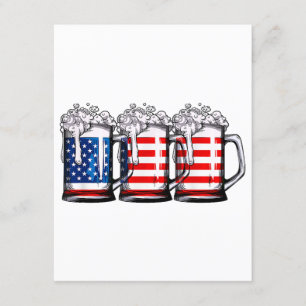 Tarjeta De Recepción Bandera Americana de Cerveza 4 de Julio Hombres Mu
