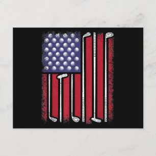 Tarjeta De Recepción Bandera Americana de Golf Divertido Jugador de Gol