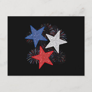 Tarjeta De Recepción Bandera Americana Fuegos Artificiales Estrellas 4