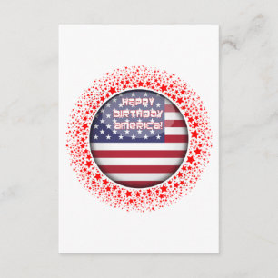 Tarjeta De Recepción Bandera circular rodeada de estrellas rojas.