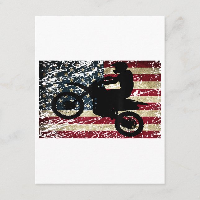Tarjeta De Recepción Bandera de Dirt Bike Estados Unidos Camiseta Motoc (Anverso)