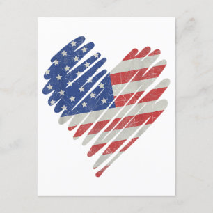 Tarjeta De Recepción Bandera estadounidense Corazón azul blanco rojo 4 
