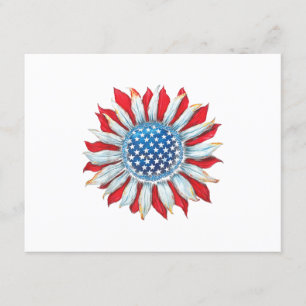 Tarjeta De Recepción Bandera estadounidense del girasol 4 de julio Muje
