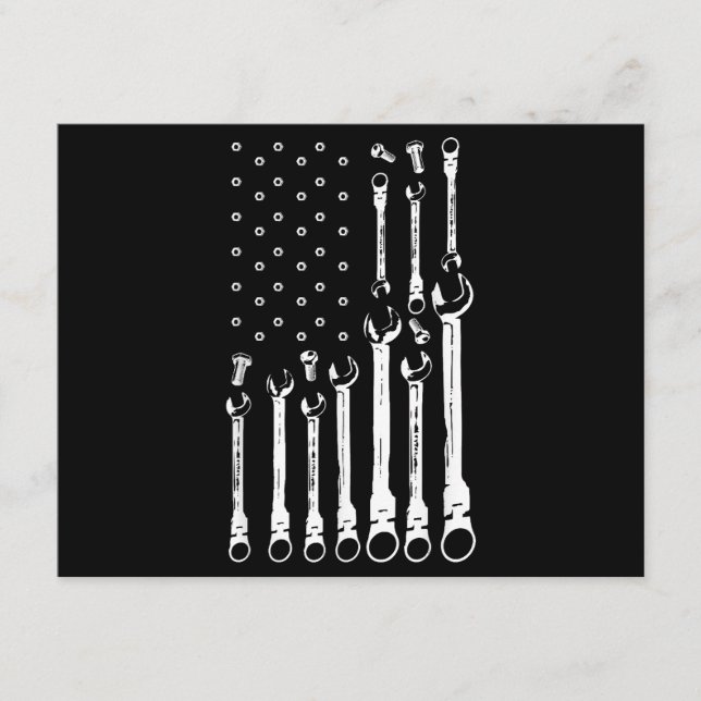 Tarjeta De Recepción Bandera Mecánica Mecánica Americana Bandera Patrió (Anverso)