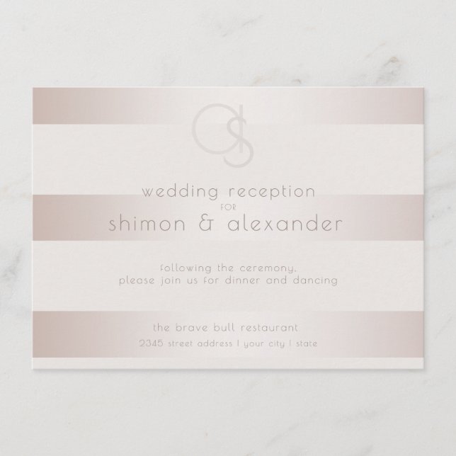 Tarjeta De Recepción Banquete nupcial | Elegante Rubor Pearl (Anverso)