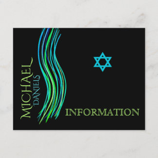 Tarjeta De Recepción Bar Mitzvah Neon Green Information Card