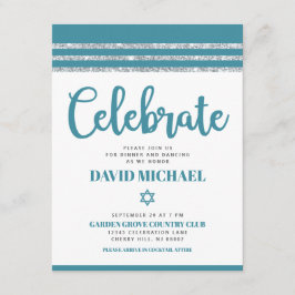 Tarjeta De Recepción Bar Mitzvah Simple Moderno Negrita Negrita Verde a