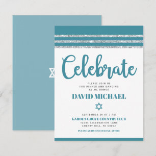 Tarjeta De Recepción Bar Mitzvah Simple Moderno Negrita Negrita Verde a