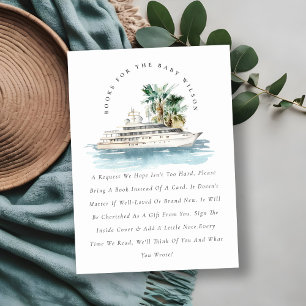 Tarjeta De Recepción Barco de Crucero Palmeras Paisaje Libros Para Fies