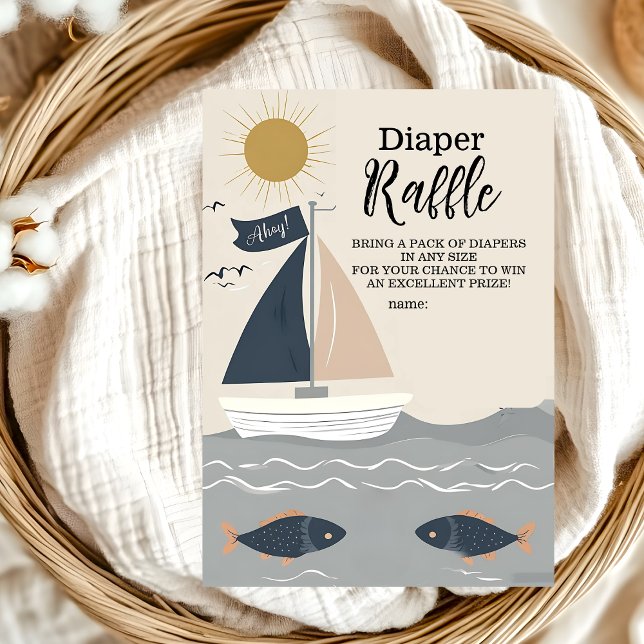 Tarjeta De Recepción Barco Náutico Baby Shower Diapper Raffle (Subido por el creador)