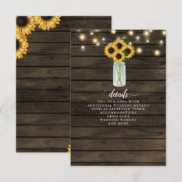 Tarjeta De Recepción Barn Wood String ilumina a Sunflowers Boda