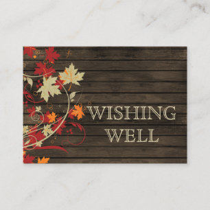 Tarjeta De Recepción Barnwood Rustic, otoño deja boda deseando lo mejor