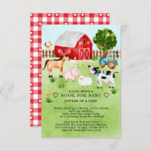 Barnyard Animals Baby Shower Book for Baby