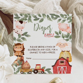Tarjeta De Recepción Barnyard Animals Watercolor Boho Diaper raffle