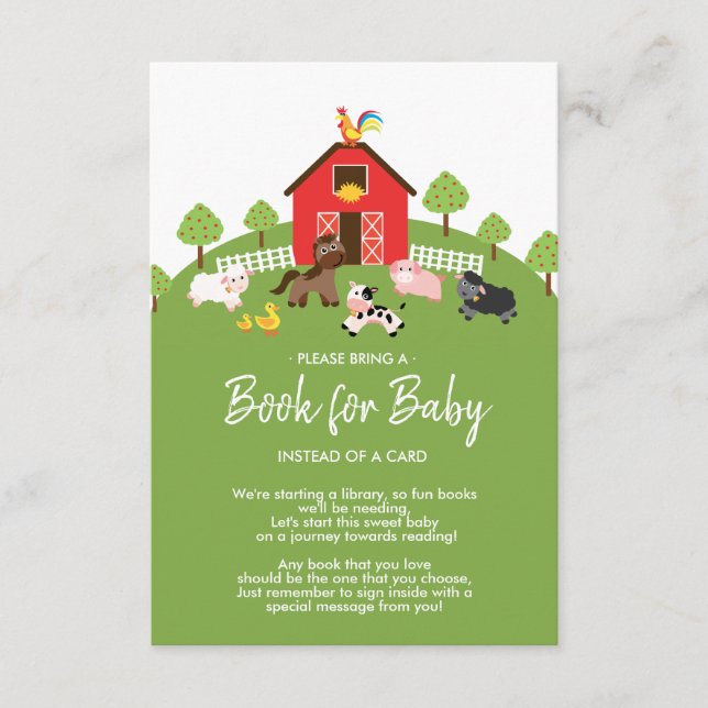 Tarjeta De Recepción Barnyard Farm Animals Baby Shower Book for Baby (Anverso)