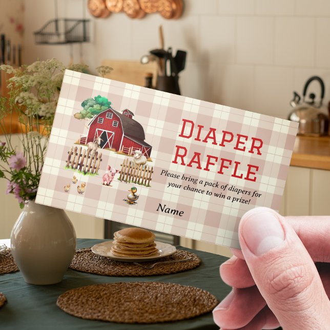 Tarjeta De Recepción Barnyard Farm Animals Baby Shower Diaper Raffle (Subido por el creador)
