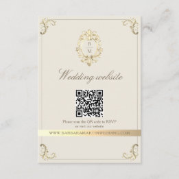 Tarjeta De Recepción Baroque Gold QR Code Wedding