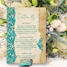 Tarjeta De Recepción Baroque Turquoise Floral Lace Wedding 