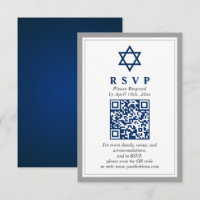 Barra azul gris y marina Mitzvah QR Código RSVP