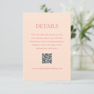 Tarjeta De Recepción Barrera elegante de código QR Peach moderno