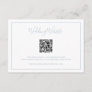 Tarjeta De Recepción Barrera elegante del código QR azul y polvoriento