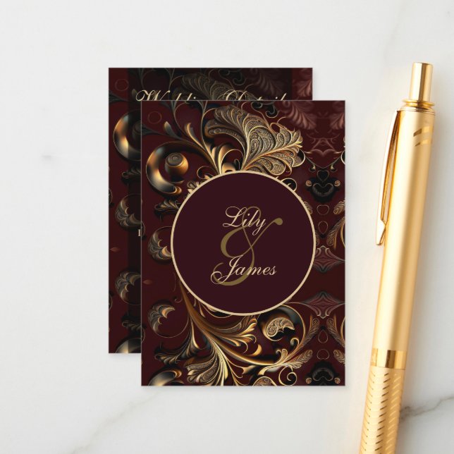 Tarjeta De Recepción Barroco dorado (Anverso/Reverso In Situ)