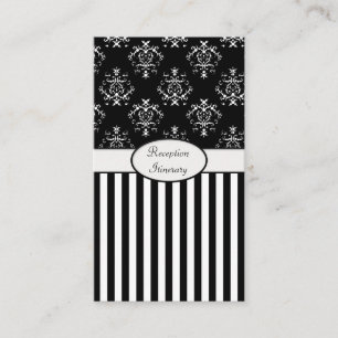 Tarjeta De Recepción Barroco rayado negro y blanco