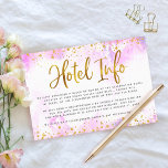Tarjeta De Recepción Bat Mitzvah oro Relieve metalizado color de agua r<br><div class="desc">¡Estén orgullosos, regocijaos y exhiban este hito de su Bat Mitzvah favorito! Incluya este impresionante, moderno y personalizado lugar para información adicional de hotel para su evento, que incluye Relieve metalizado de imitación de oro brillante y puntos purpurinas y escritura tipográfica contra un suave fondo de color rosa de agua....</div>
