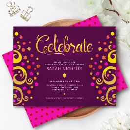 Tarjeta De Recepción Bate de Borgoña Mitzvah árbol de Relieve metalizad