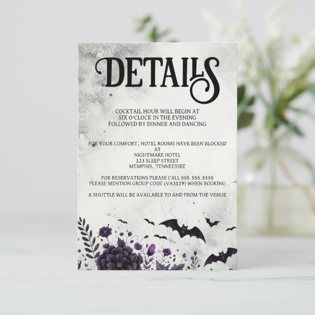 Tarjeta De Recepción Batería y flores (Anverso de pie)