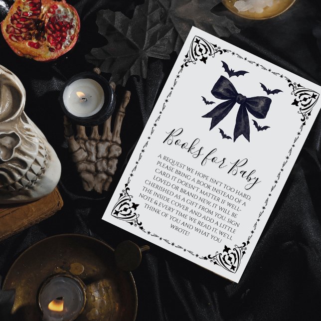 Tarjeta De Recepción Bats and Bows Baby Shower Books para el bebé (Subido por el creador)