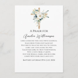 Tarjeta De Recepción Bautismo floral verde sabio